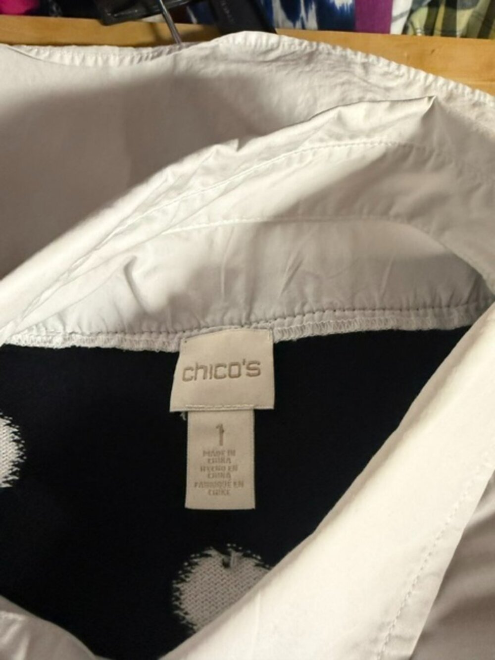 Chico's Black & White 3/4 Sleeve Blouse Size M - Picture 6 of 6